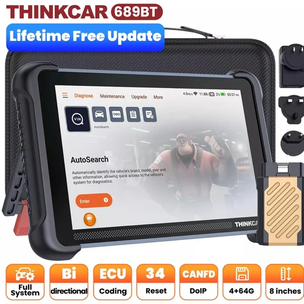 ThinkScan 689BT Bluetooth Car Diagnostic Scanner Tool CANFD & DOIP Active Test